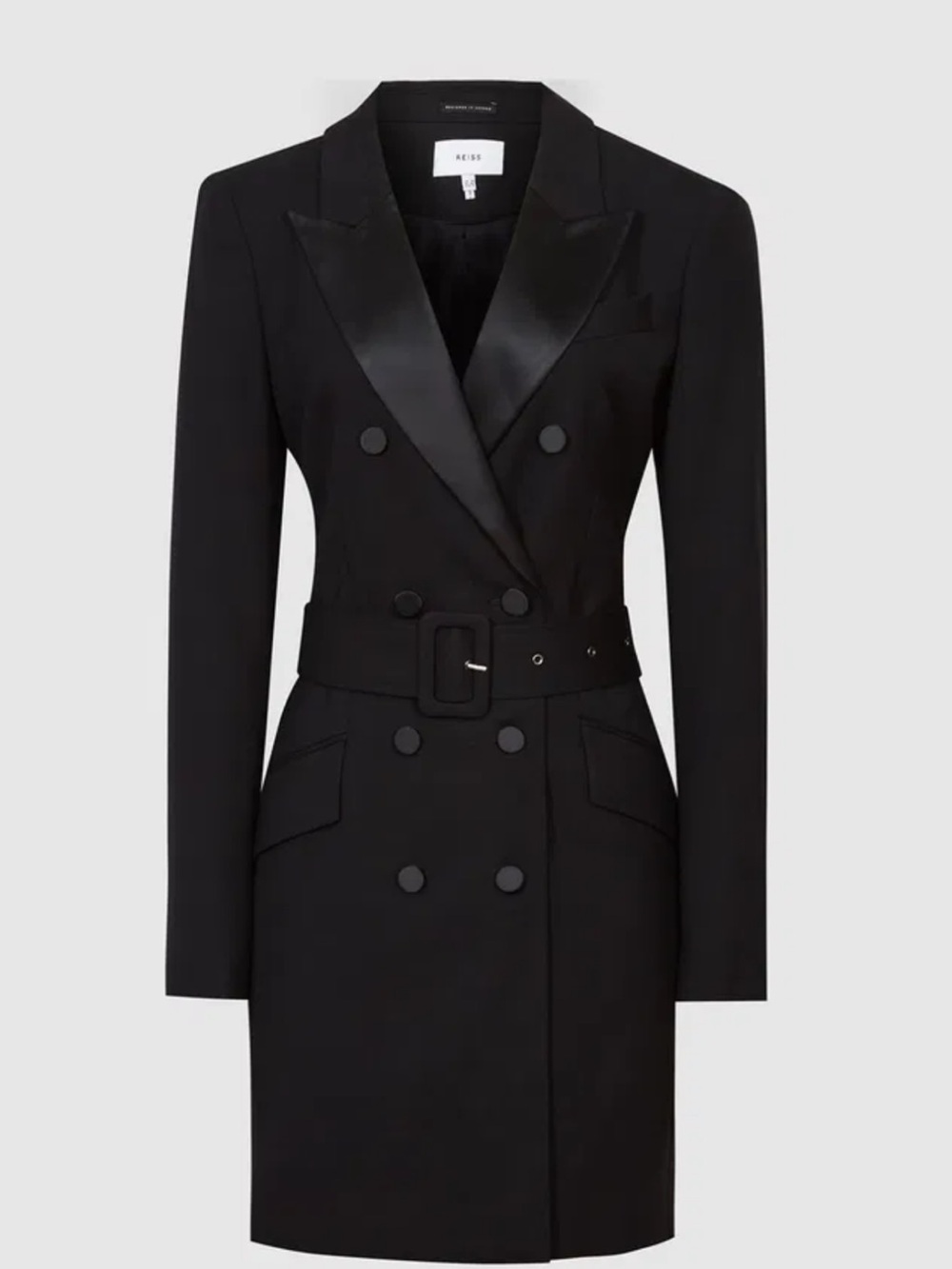 Reiss Sofia Structured Wool Blend Tuxedo Blazer Dress NWT US 4
